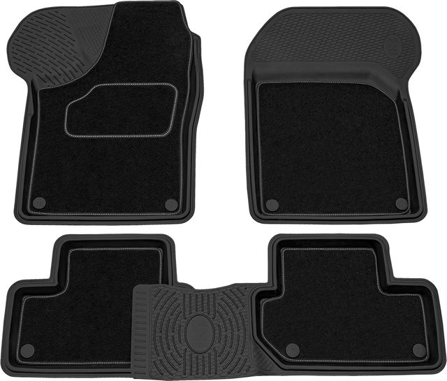 Коврики Rezkon Transformer (резиновые с ворсовыми ковриками-вкладышами) для салона Lada Samara 2001-2013. Артикул 3039010200