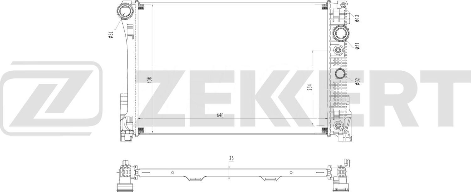 Радиатор охлаждения двигателя Zekkert (алюминий). Артикул MK-1660