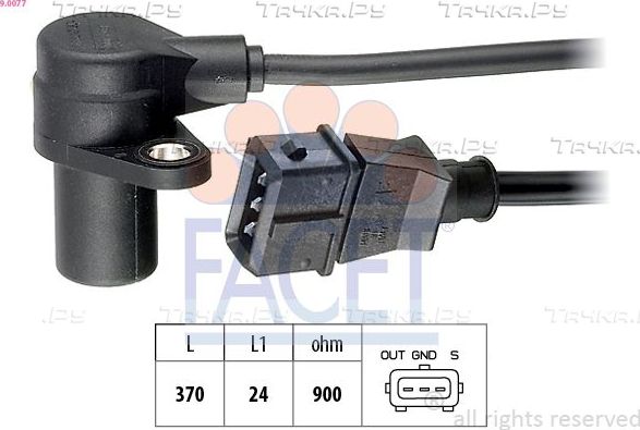 Датчик положения коленвала Facet Made in Italy - OE Equivalent для Volkswagen Transporter T4 1995-2000. Артикул 9.0077