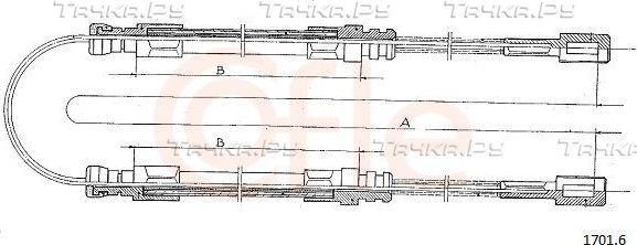 Трос ручника (тросик ручного тормоза) Cofle. Артикул 1701.6
