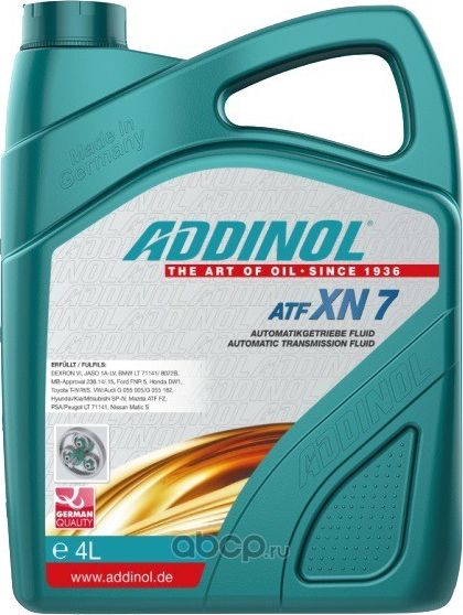 ADDINOL ATF XN 7 Жидкость трансмиссионная 4L. Артикул 4014766251275
