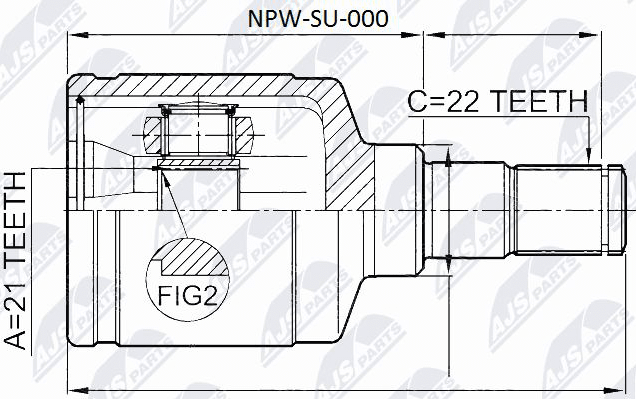 Полуось (привод в сборе, приводной вал) NTY передняя левая для Volvo XC90 I 2005-2014. Артикул NPW-VV-063