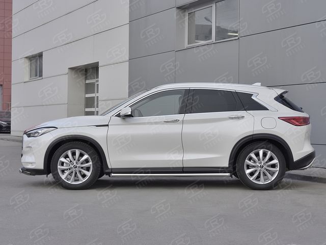 Защита порогов RusStal труба d63 (вариант 1) для Infiniti QX50 II 2018-2026. Артикул IQX5T-0030831