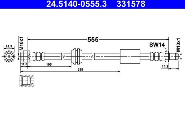 Тормозной шланг ATE. Артикул 24.5140-0555.3