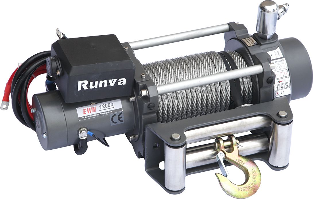 Лебёдка электрическая (индустр.) 24V Runva 12000 lbs 5700 кг (c пневмороспуском). Артикул EWN12000U24VAC