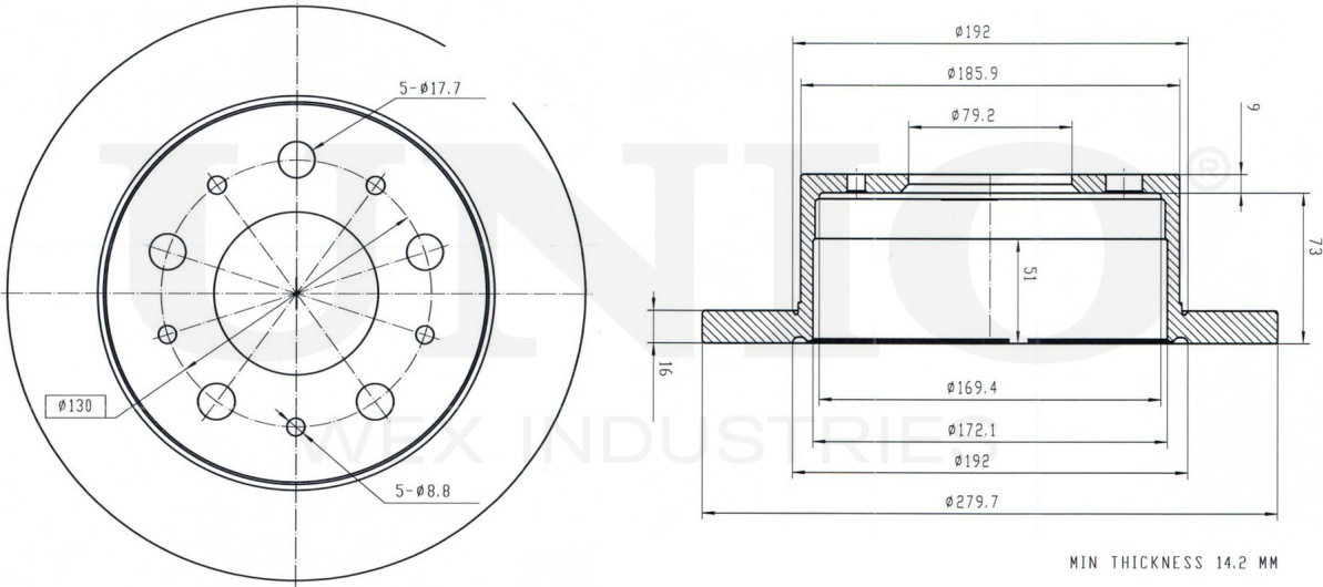 Диск тормозной (Unio). Артикул BRD-20184