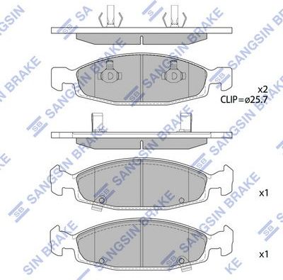 Тормозные колодки Sangsin Hi-Q. Артикул SP4257