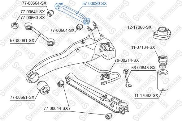Поперечный рычаг задней подвески Stellox. Артикул 57-00090-SX