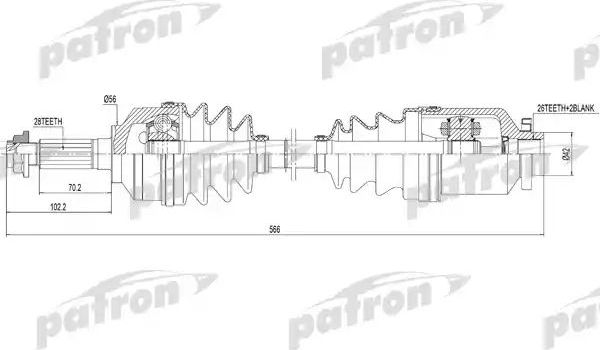 Полуось (привод в сборе, приводной вал) Patron. Артикул PDS0301