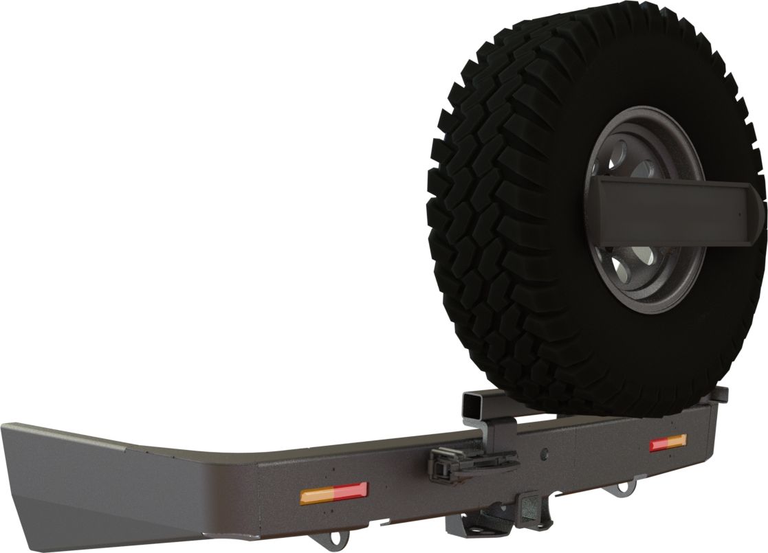 Бампер силовой STC задний для Lexus GX 470 2002-2009 с квадратом под фаркоп, калиткой по центру, кронштейном крепления гос номера, фонарями. Артикул STC-LGX470-BR-C1-L1