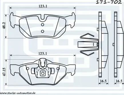Колодки тормозные задние (Starke). Артикул 171702