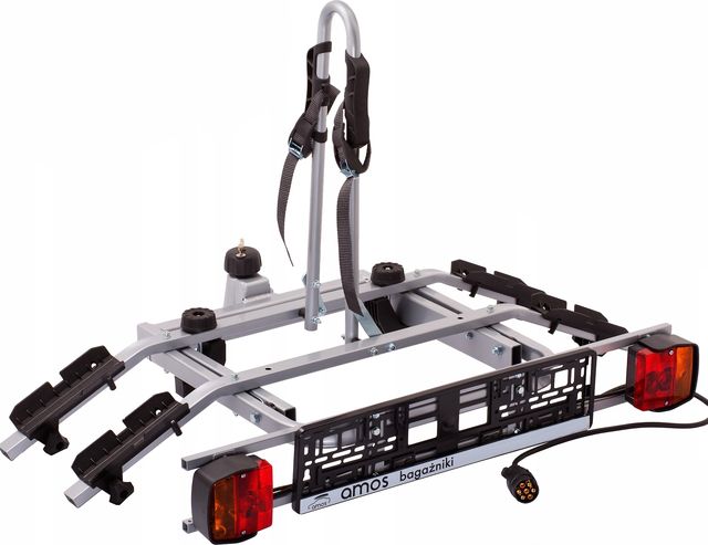 Автомобильный багажник Amos TYTAN 2 PLUS на фаркоп для перевозки 2-х велосипедов. Артикул titan2plus