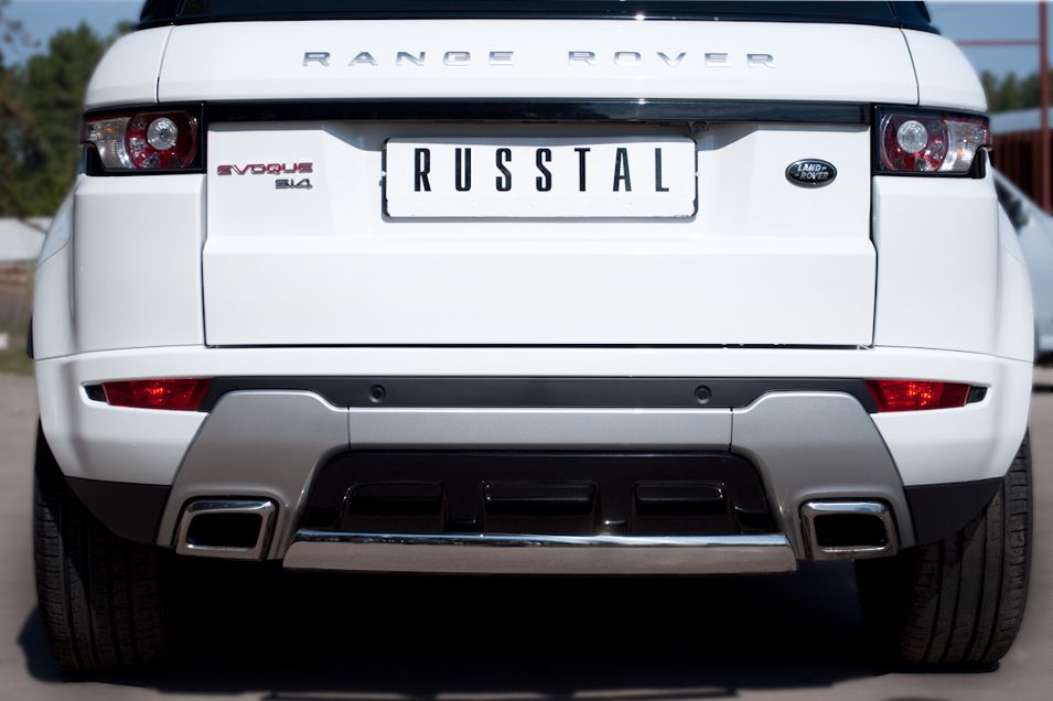 Защита RusStal заднего бампера d75x42 овал для Land Rover Range Rover Evoque I Dynamic 2011-2018. Артикул REDZ-000668
