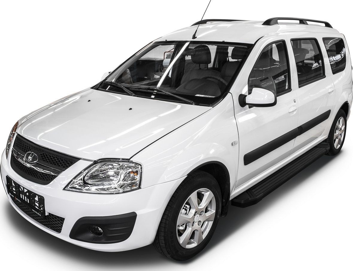 Пороги алюминиевые Rival Black для Lada Largus универсал 2012-2021. Артикул F193ALB.6001.2