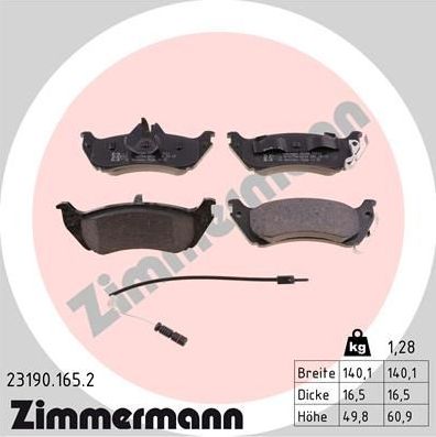 Тормозные колодки Zimmermann. Артикул 23190.165.2