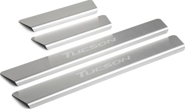 Накладки Rival на пороги (с надписью) для Hyundai Tucson III рестайлинг 2018-2026. Артикул NP.2313.3