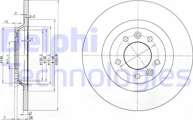 Тормозной диск Delphi. Артикул BG3836
