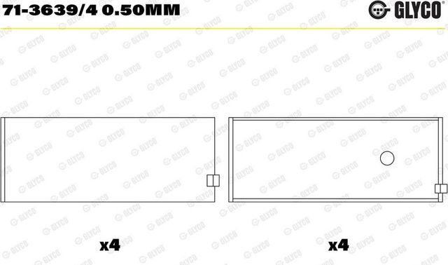 Вкладыши шатунные Glyco для Opel Combo C 2001-2011. Артикул 71-3639/4 0.50mm