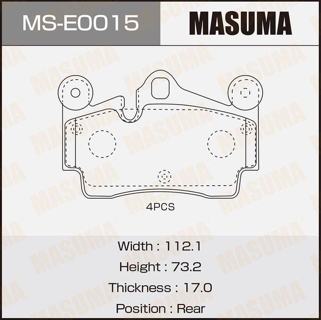 Тормозные колодки Masuma. Артикул MS-E0015