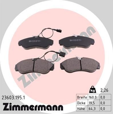 Тормозные колодки Zimmermann. Артикул 23603.195.1