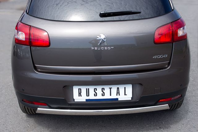 Защита RusStal заднего бампера d75х42 овал для Peugeot 4008 2012-2024. Артикул P48Z-000539