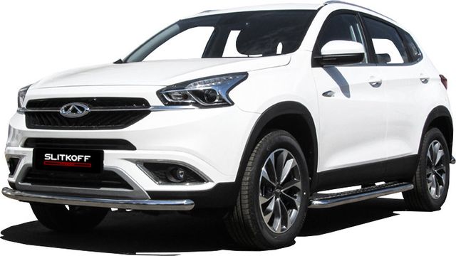 Защита Slitkoff переднего бампера d57 для Chery Tiggo 7 2016-2026. Артикул CT7-002