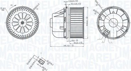 Вентилятор, мотор печки (отопителя) салона Magneti Marelli. Артикул 069412729010