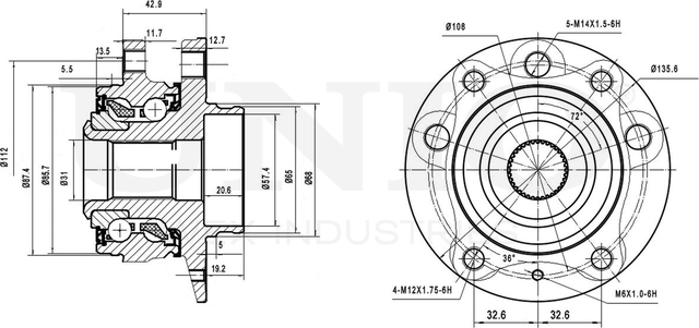 Ступица колеса с интегрированным подшипником (Unio). Артикул HUB-20082