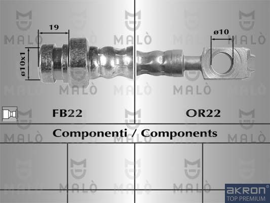 Тормозной шланг Malò задний правый/левый для Volkswagen Sharan II 2010-2026. Артикул 80894