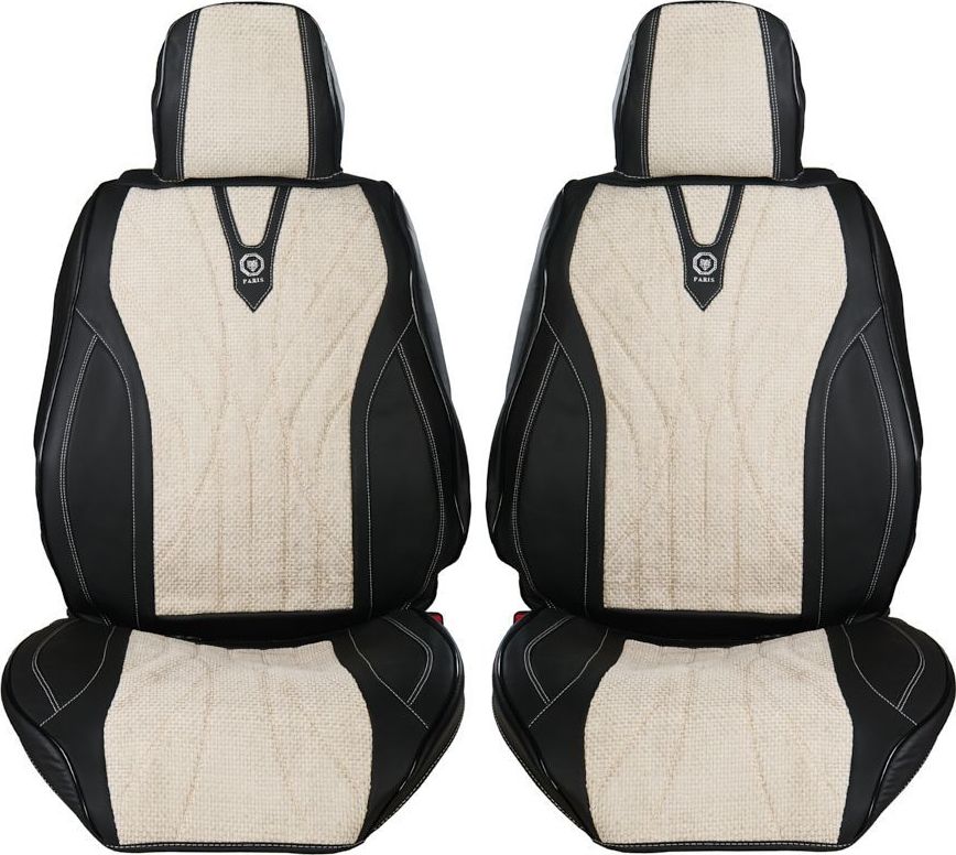 Накидки Seintex каркасные на сидения со вставкой из ткани (Париж), цвет Черный/вставка белая. Артикул 317954