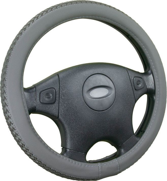 Оплётка на руль CarFashion Braid (размер M, экокожа, цвет СЕРЫЙ/СЕРЫЙ). Артикул 31559