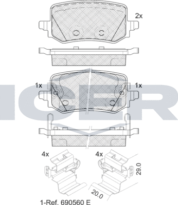 Тормозные колодки Icer. Артикул 182421