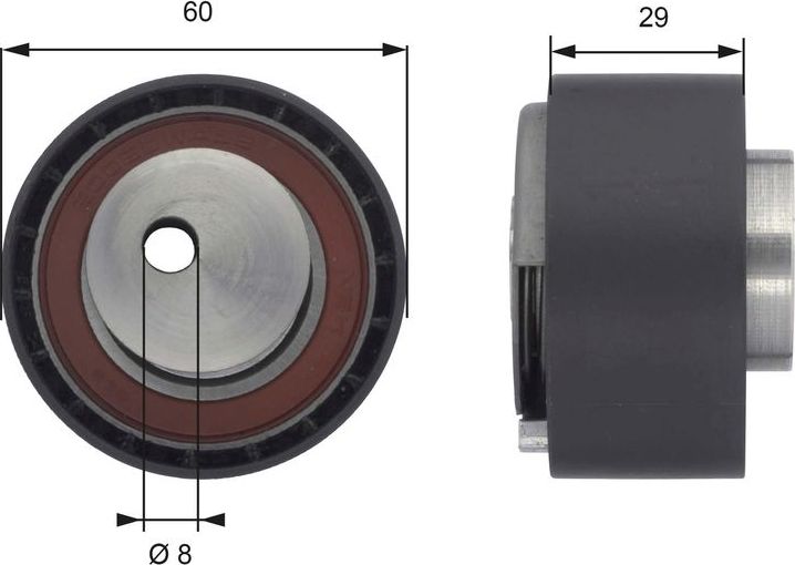 Натяжной ролик (натяжитель) ремня ГРМ Gates PowerGrip®. Артикул T43055