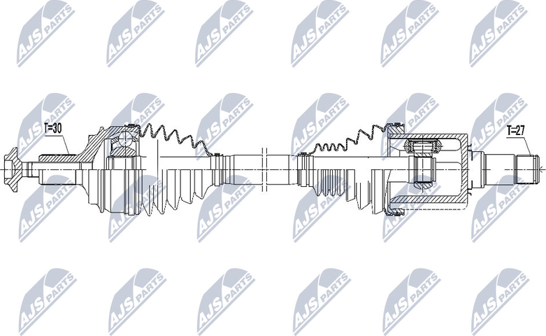 Полуось (привод в сборе, приводной вал) NTY. Артикул NPW-ME-076