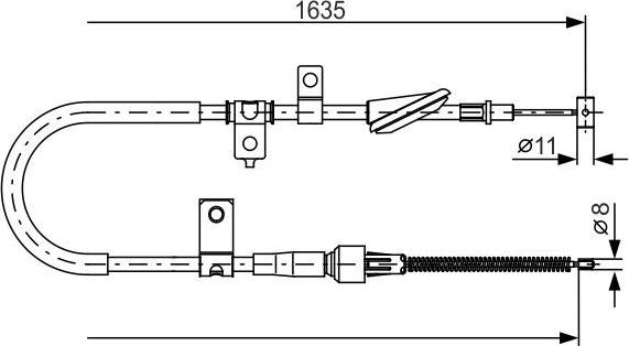Трос ручника (тросик ручного тормоза) Bosch. Артикул 1 987 482 258