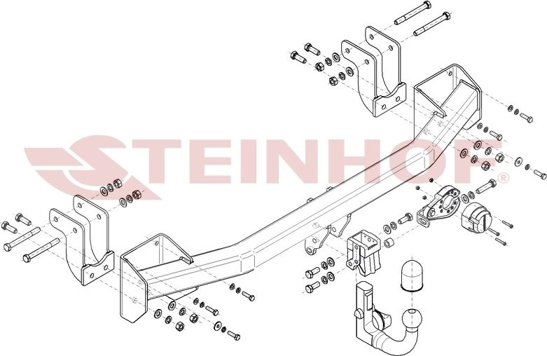 Фаркоп Steinhof для Mitsubishi Outlander III 2012-2018. Быстросъемный крюк. Артикул M-358