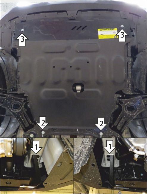 Защита усиленная Мотодор для картера, КПП Changan CS35 Plus 2018-2023. Артикул 77201