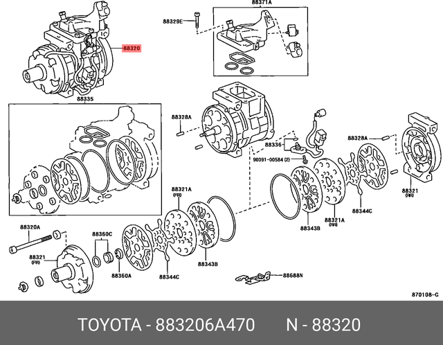 Compressor assy, cooler Toyota. Артикул 883206A470