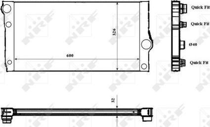 Радиатор охлаждения двигателя NRF (алюминий) для BMW 5 VI (F10/F11/F07) 2009-2017. Артикул 53817