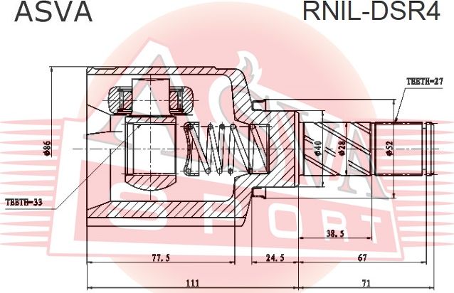 Шрус внутренний (граната) Asva. Артикул RNIL-DSR4