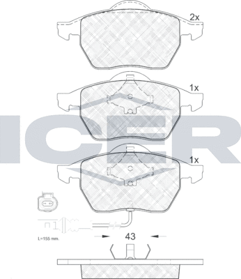 Тормозные колодки Icer. Артикул 181396