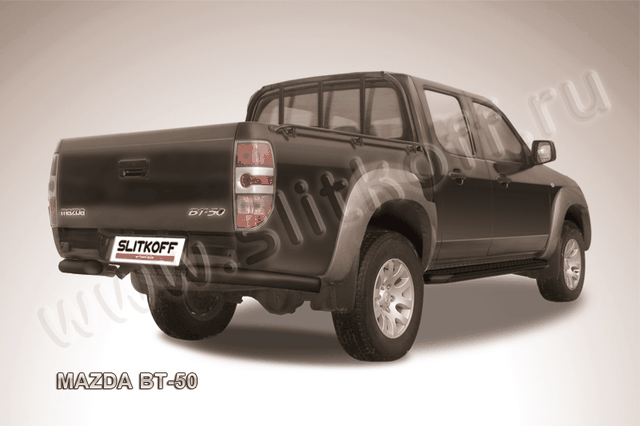 Защита Slitkoff задняя d76 уголки ЧЕРНАЯ матовая для Mazda BT-50 I 2006-2011. Артикул MZB015B
