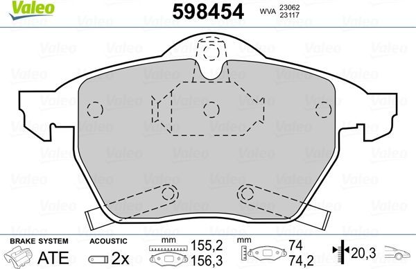 Тормозные колодки Valeo. Артикул 598454