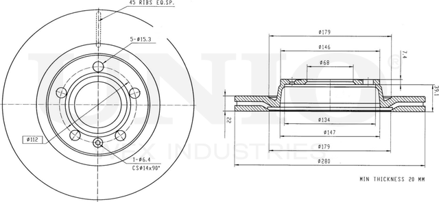 Диск тормозной (Unio). Артикул BRD-20094