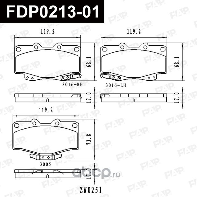 FDP0213-01 КОЛОДКИ ТОРМОЗНЫЕ ДИСКОВЫЕ (КОМПЛЕКТ) (FAP). Артикул FDP021301