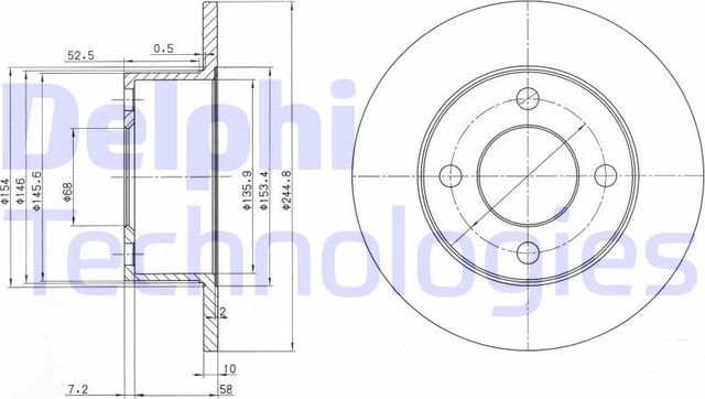 Тормозной диск Delphi задний для Audi 100 III (C3) 1982-1990. Артикул BG2747