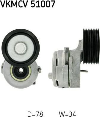 Натяжной ролик (натяжитель) приводного клинового зубчатого ремня SKF. Артикул VKMCV 51007