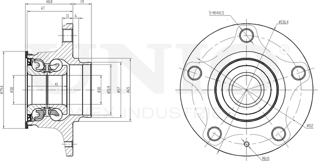 Ступица колеса с интегрированным подшипником (Unio). Артикул HUB-20029