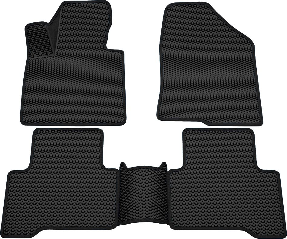 Коврики Rezkon 3D EVA Ромб резиновые для салона Hyundai Santa Fe III 2012-2018 Черный кант. Артикул 9220045401