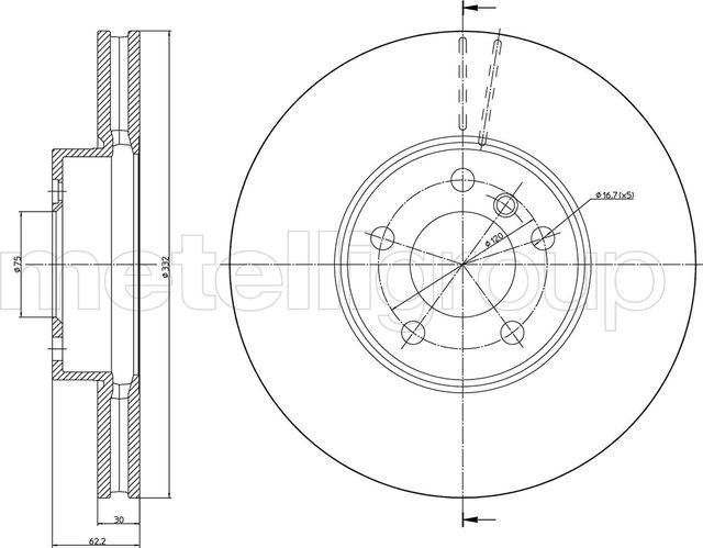 Тормозной диск Metelli передний для BMW X5 II (E70) 2010-2013. Артикул 23-1300C